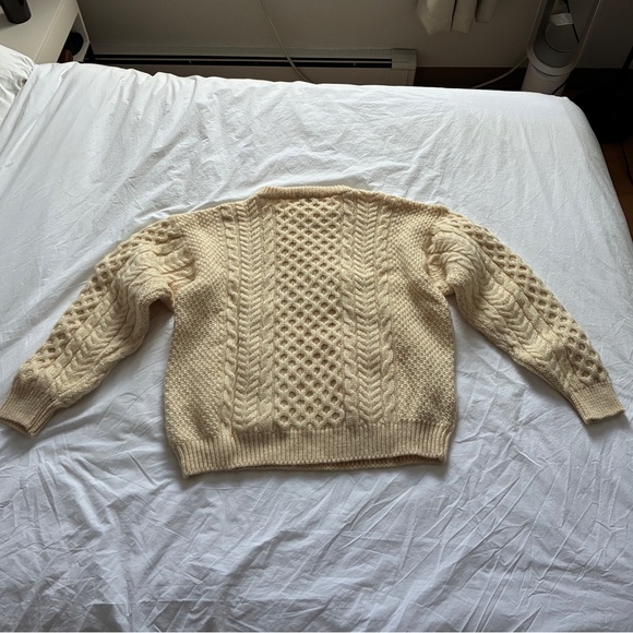 LLBean Large 100% Wool Fisherman’s Sweater Made in Ireland - Picture 3 of 5